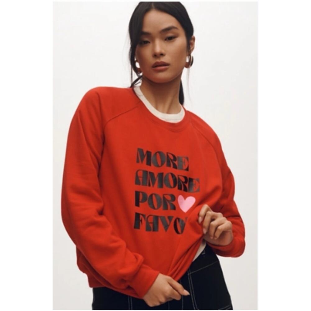 Anthropologie Maeve X Daniela Berkout More Amore Graphic Sweatshirt Size XS NWT